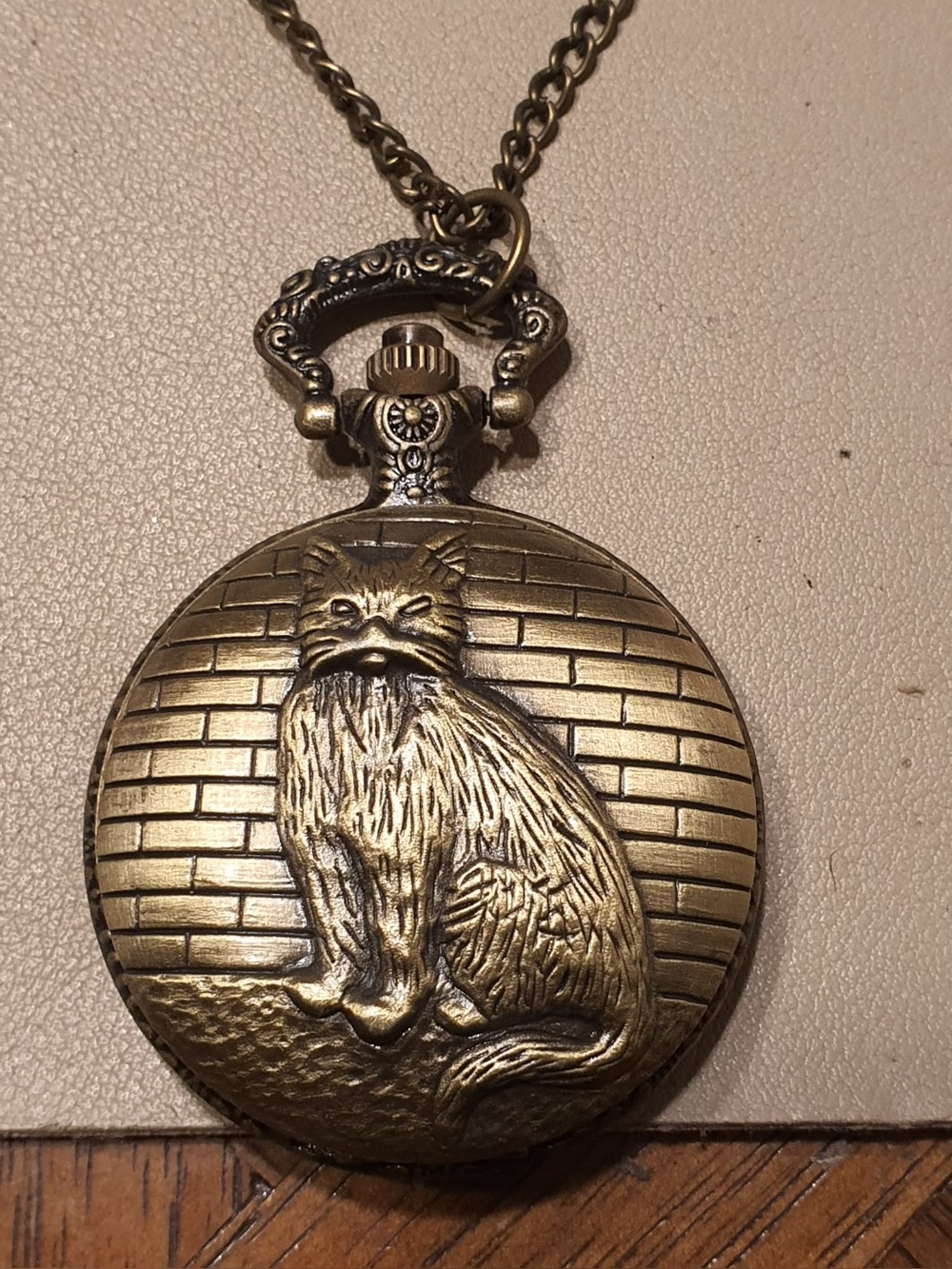 🦋10/$20🦋 Vintage Style Bronze Cat Pocket Watch Women's Pendant w/Necklace